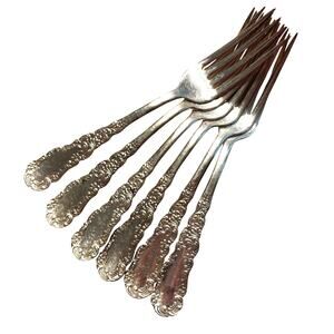Antique IS Silverplated dinner forks matching set (6) Florida pattern circa 1894